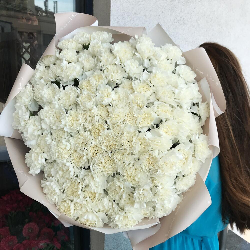 Букет из 101 белого Диантуса