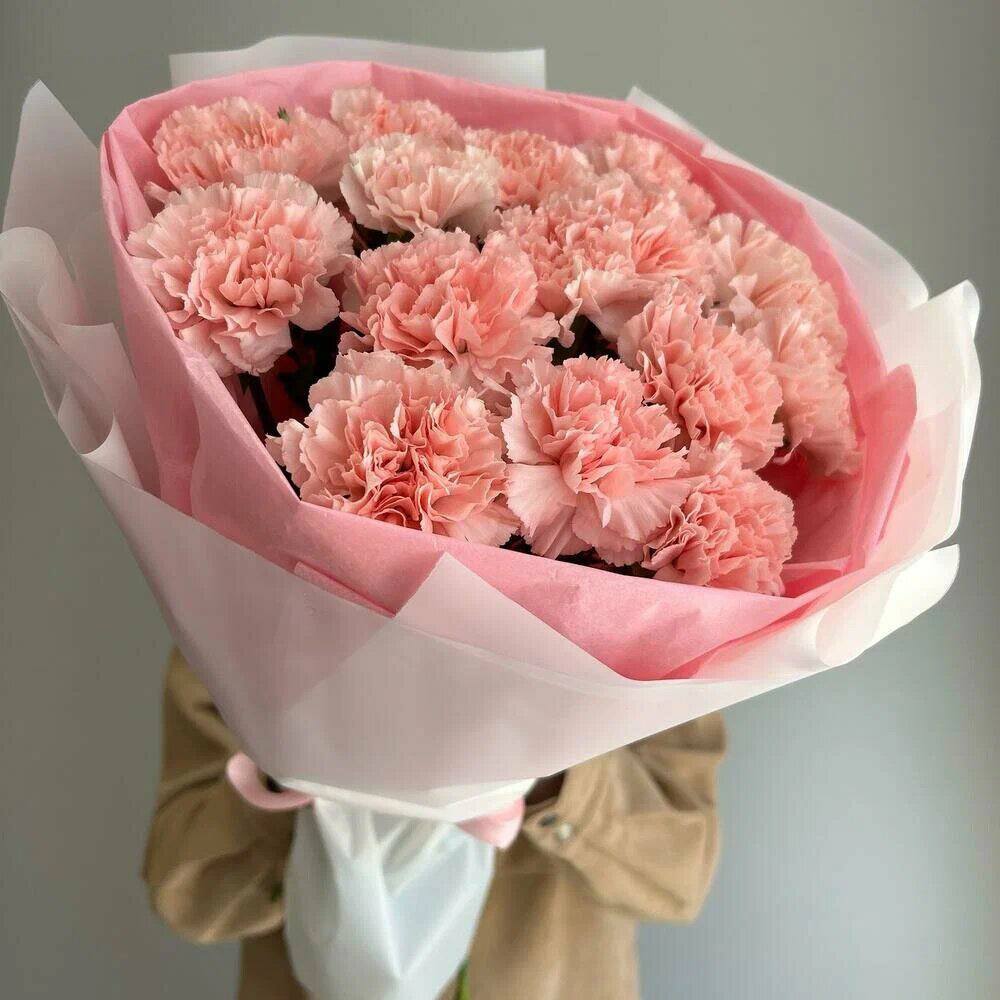 Букет розовых диантусов 21шт